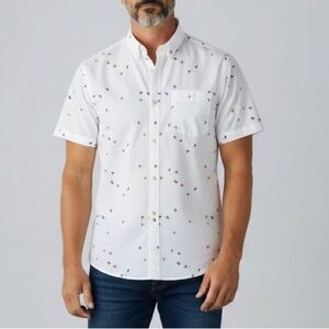 Tattersall London Camp Shirt Mens XXL 2XL White Short Sleeve Surfer Beach